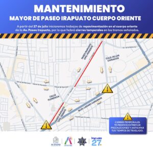 INICIARÁ MANTENIMIENTO MAYOR EN CUERPO ORIENTE DE PASEO IRAPUATO