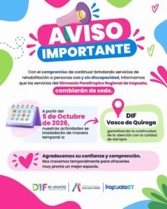 CAMBIA CENTRO DE INCLUSIÓN SOCIAL “SIN LÍMITES” DE DIF IRAPUATO A SEDE TEMPORAL